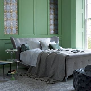 green panelled bedroom