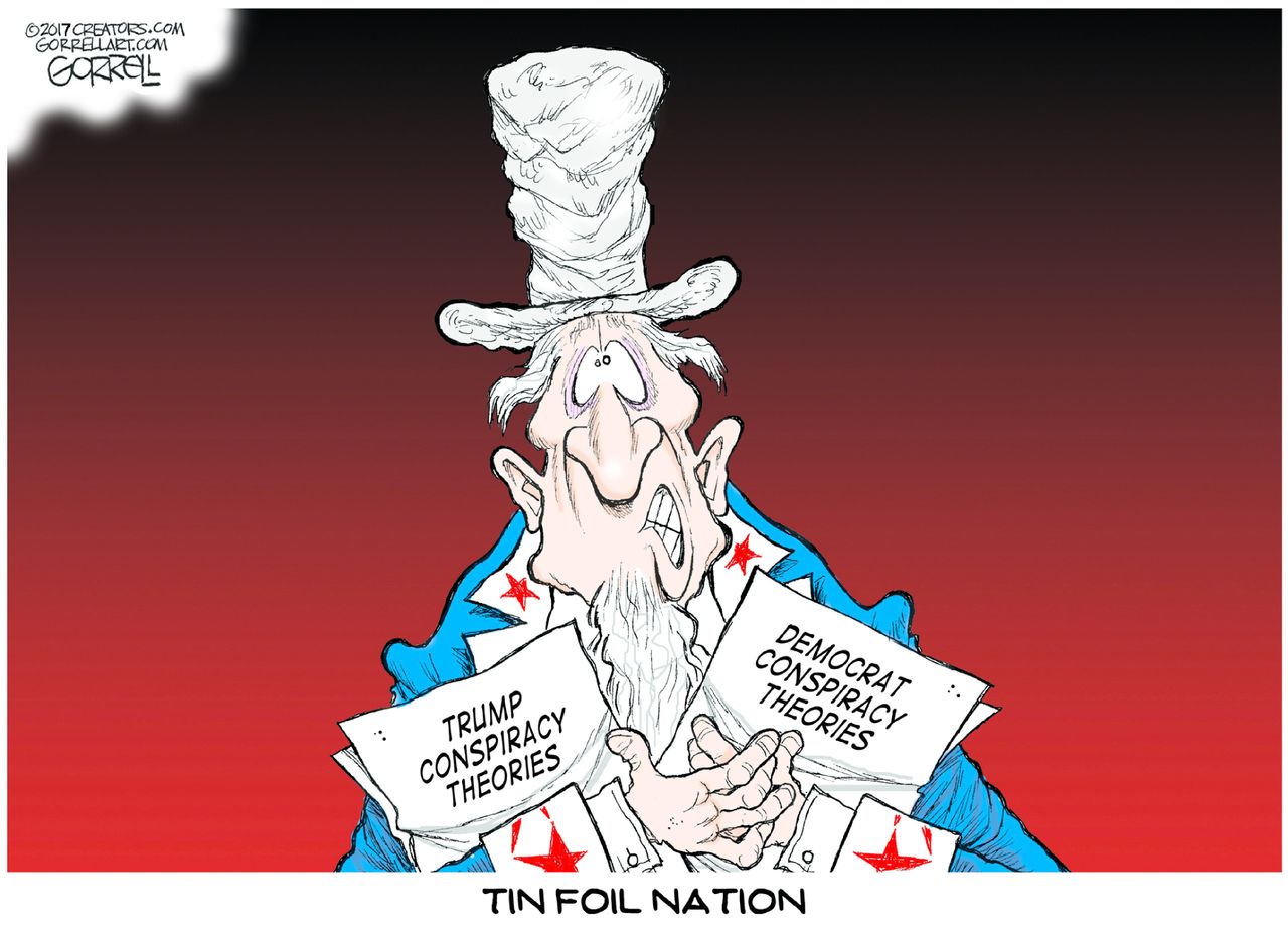 Uncle Sam Democrat Trump conspiracy theories tin foil nation