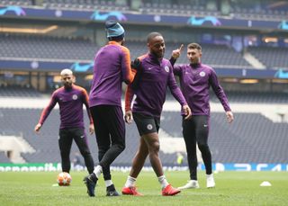 Manchester City trained on the Tottenham Hotspur Stadium pitch on Monday