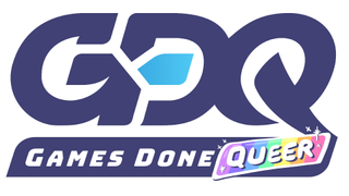 A logo for Games Done Queer, a charity event taking place October 31-November 2.