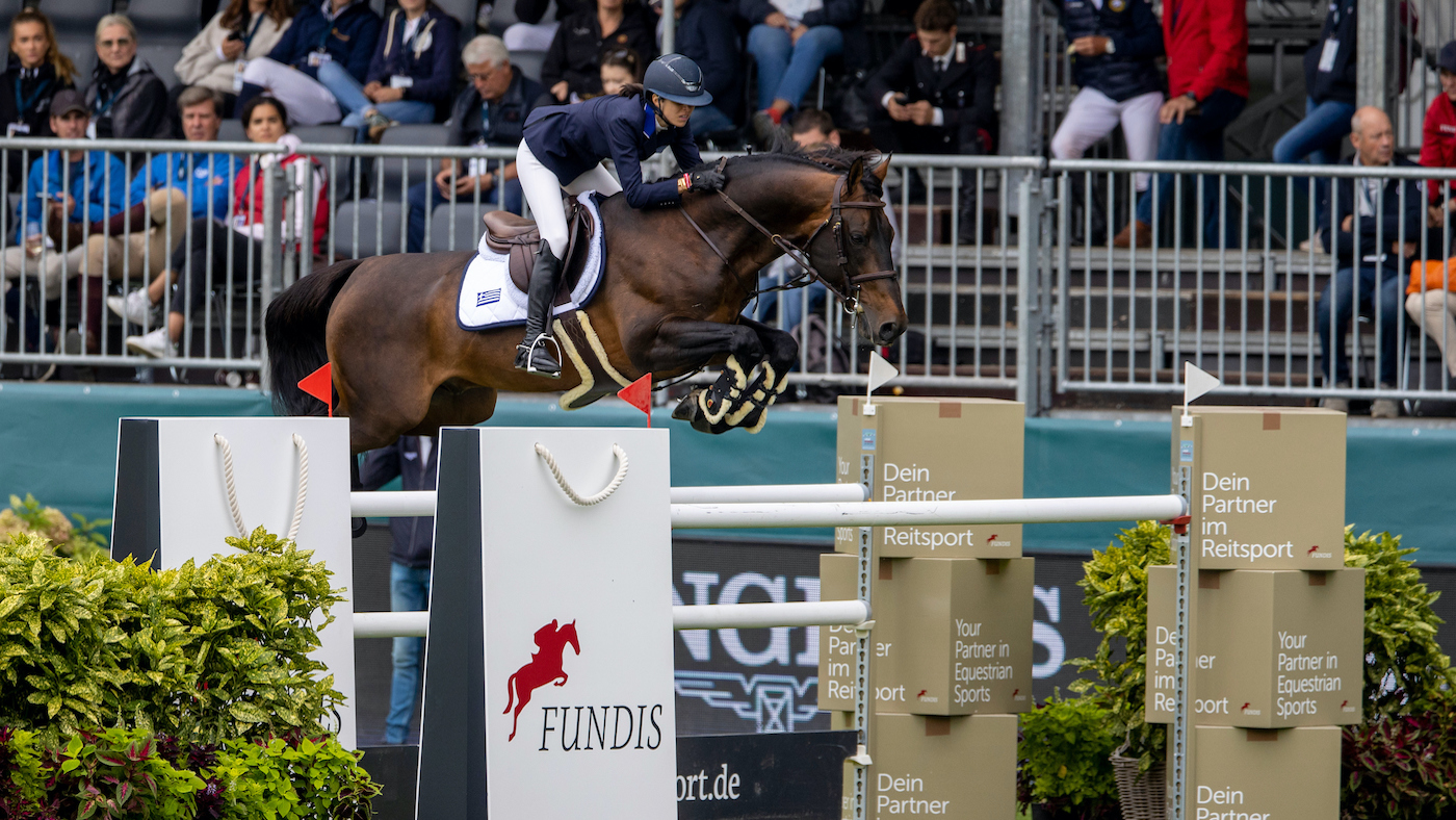 Ioli Mytilineou riding Levis de Muze is making her senior championship debut at the European Showjumping Championships