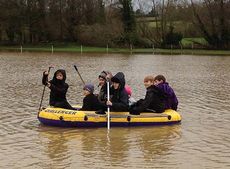 Jason Webb's children enjoying the floods