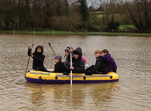 Jason Webb's children enjoying the floods