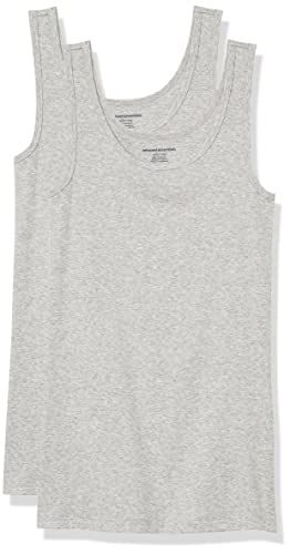 Amazon Essentials Women's Slim-Fit Tank Top, Pack of 2, Light Grey Heather, X-Large