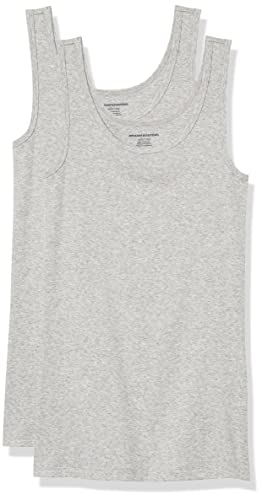 Amazon Essentials Women's Slim-Fit Tank Top, Pack of 2, Light Grey Heather, X-Large