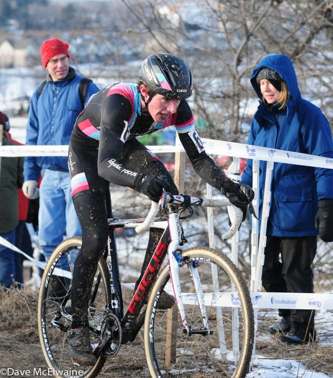 Zach McDonald (Rapha Focus) trying to catch Page with two laps to go