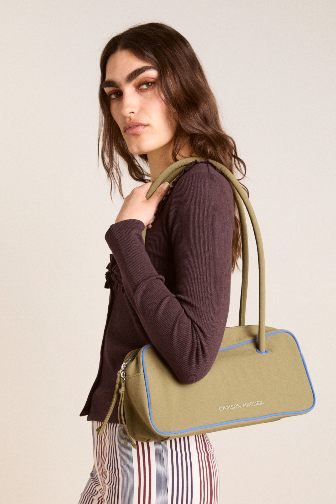 Benny Bowler Bag - Olive & Cobalt