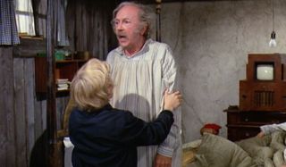 Charlie helps Grandpa Joe get up Willy Wonka and the Chocolate Factory