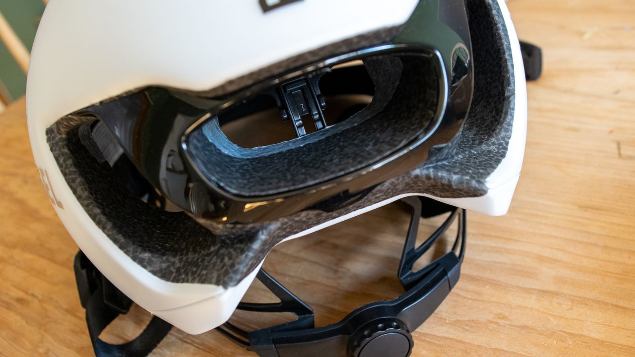 The Van Rysel FCR helmet on a plain background