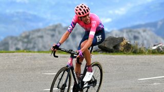 Hugh Carthy of The United Kingdom during Stage 12 (from Pola de Laviana to Alto de l'Angliru) of the Vuelta a Espana.