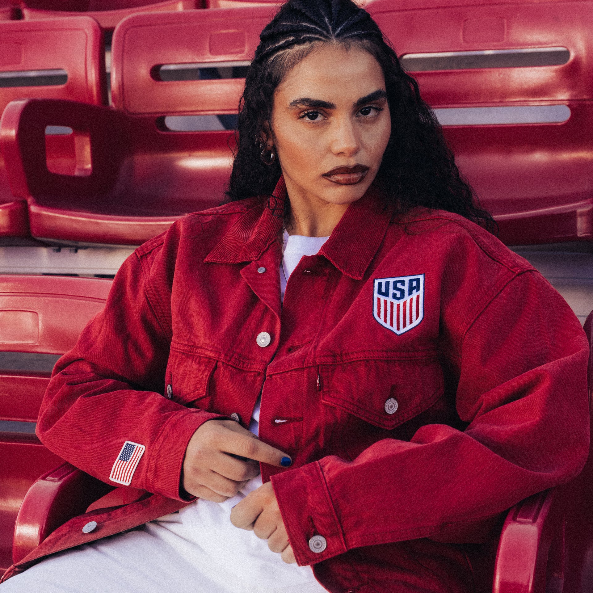 Unisex Levi's United States Red Denim Jacket - S