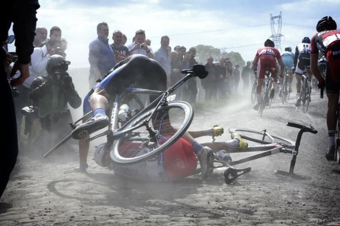 Riders bite the dust in Paris-Roubaix