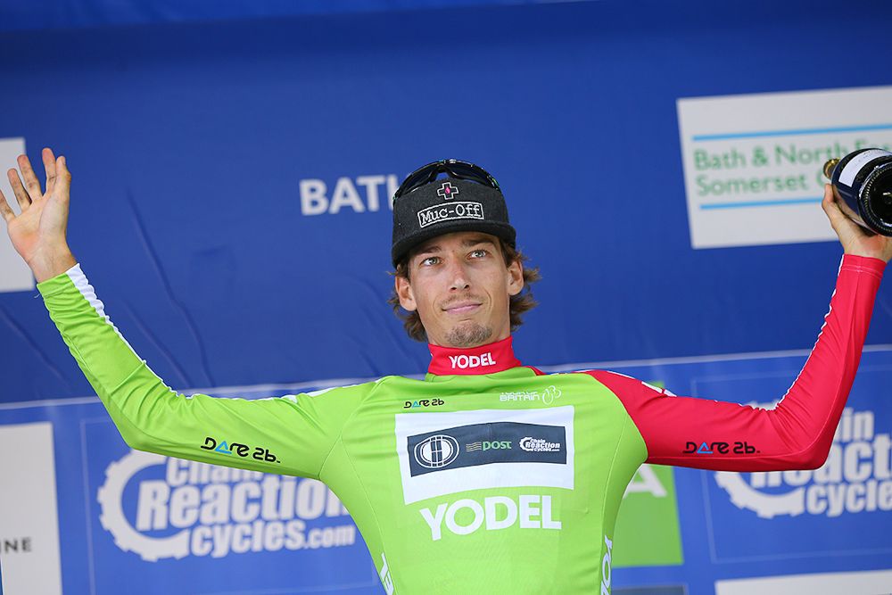 Jasper Bovenhuis in the Tour of Britain sprint jersey after stage 5