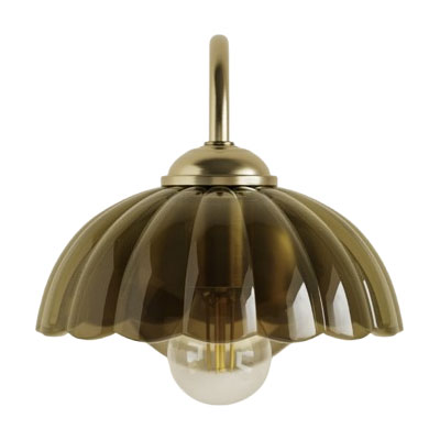 green glass scalloped wall light
