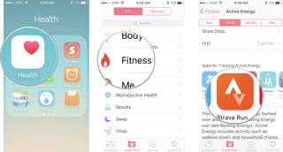 Selecting a third-party app within the Health app