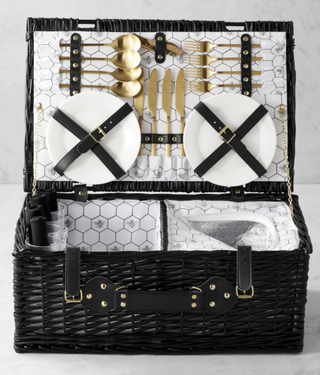 An open picnic basket