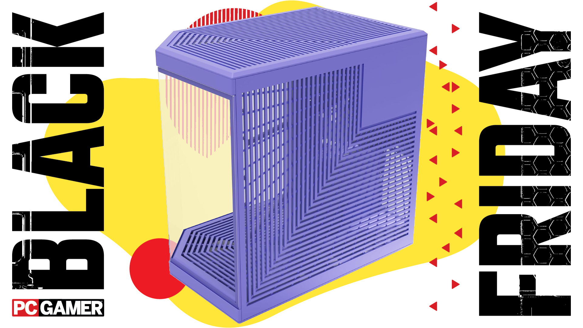 The HYTE Y70 mid-tower PC case in taro milk purple floats in the funky Black Friday deal void.