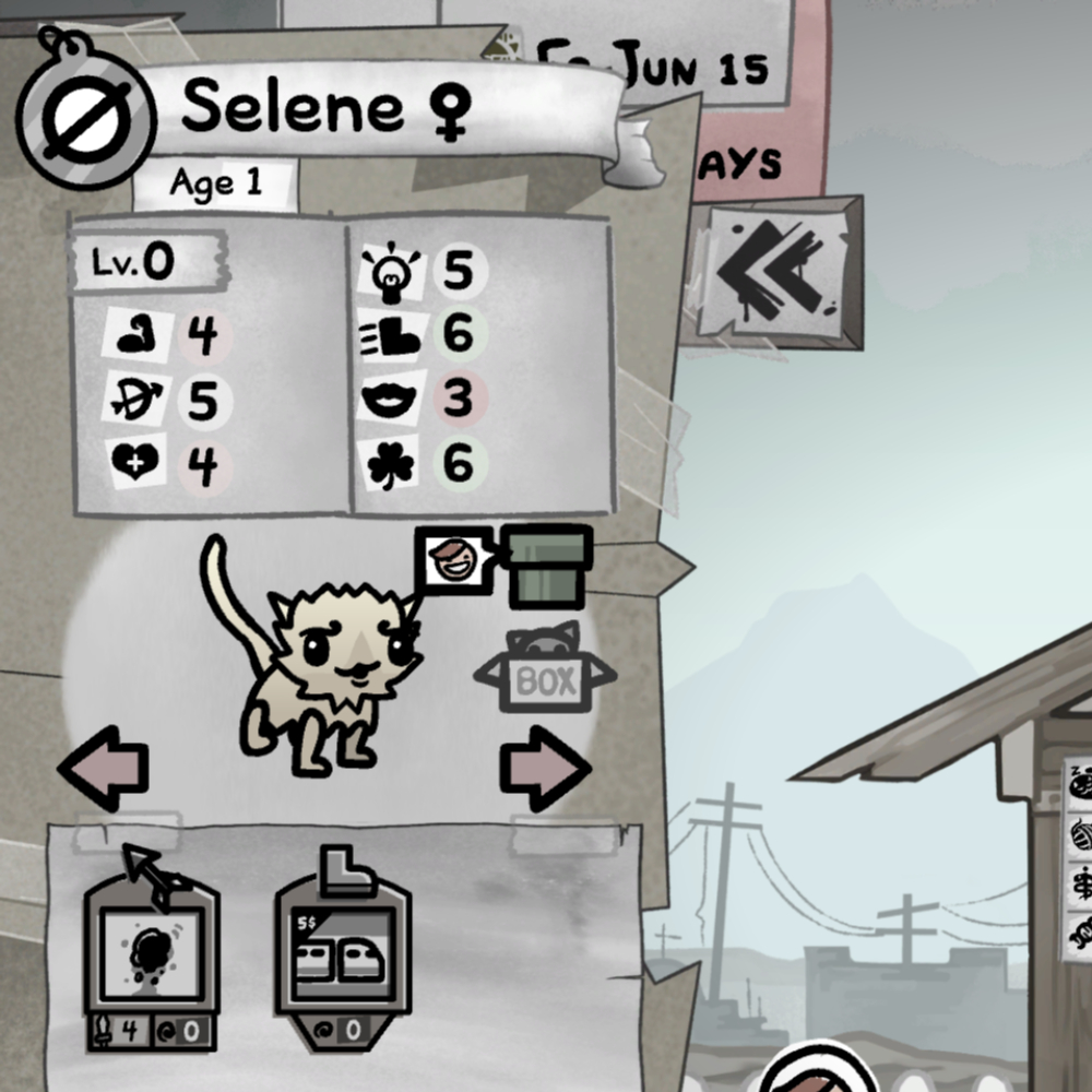 Mewgenics breeding tips: The stats of a cat named Selene.