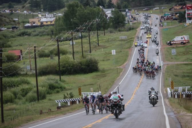 A group tries to get away on stage 5 of the USA Pro Challenge to Breckenridge