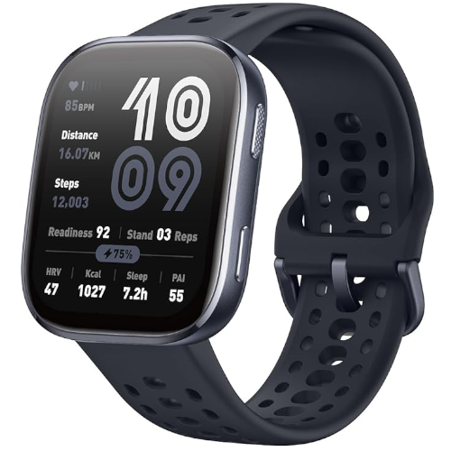 Render of the black Amazfit Bip 6 smartwatch