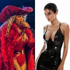 Beyoncé styles a red latex Poster girl look on the 'cowboy carter' tour in London