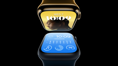 Apple Watch Series 8 smartwatch on black background