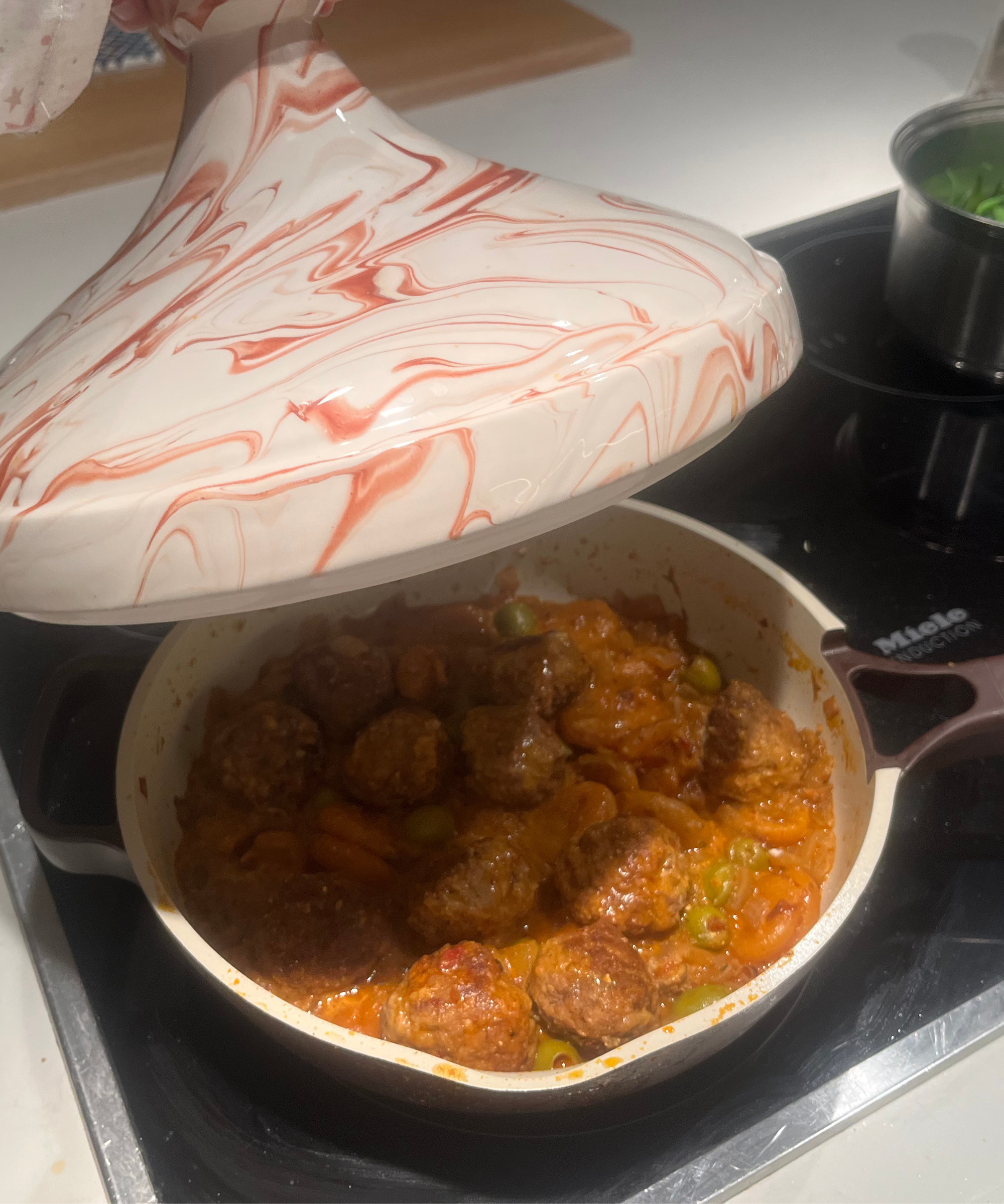 Cooking a lamb meatball tagine in the Our Place Always Pan with Tagine Lid