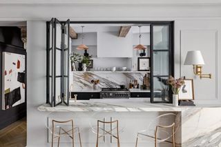 modern kitchen design with internal pass-through window