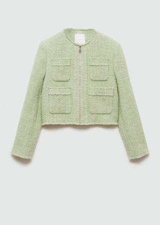 Cropped Tweed Jacket With Pockets