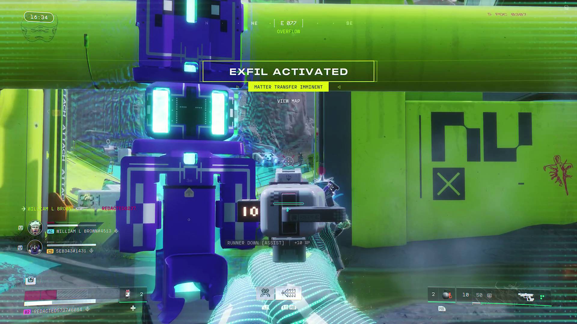 Marathon server slam gameplay firing pistol at enemy team while extraction beacon spins up