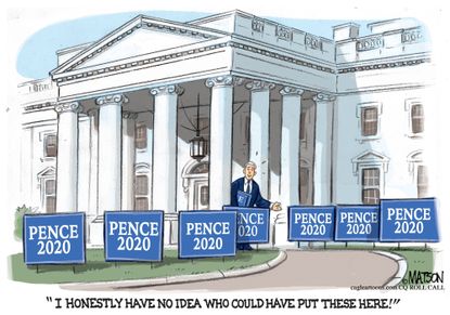 Political cartoon U.S. Pence presidential campaign