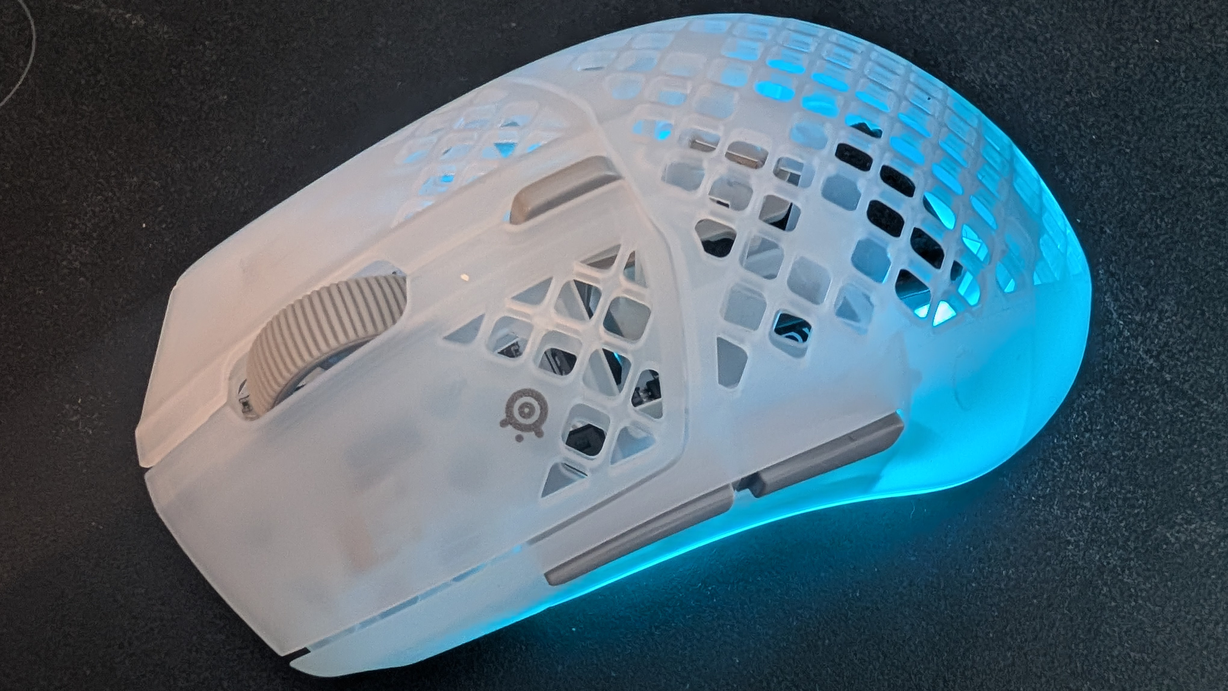 SteelSeries Aerox 3 Wireless Gen 2 mouse on desk