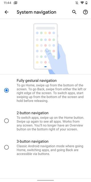 Android Q gesture navigation system