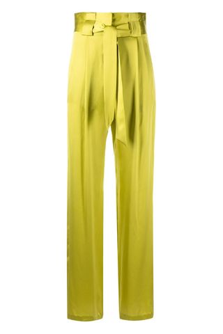 Michelle Mason High-Waisted Pleated Silk Trousers