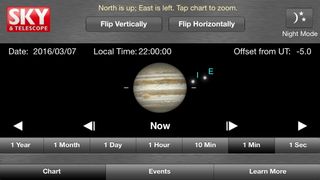 The JupiterMoons app for iOS shows the correct arrangements of the moons and the planet at any date and time, and allows you to flip the view to match your telescope. Night mode turns the screen red to preserve your dark adaptation.