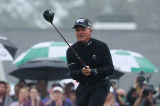 Gary Player pictured hitting a drive