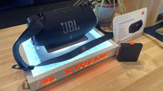 The JBL Xtreme 4 wireless speaker on demo at CES 2024