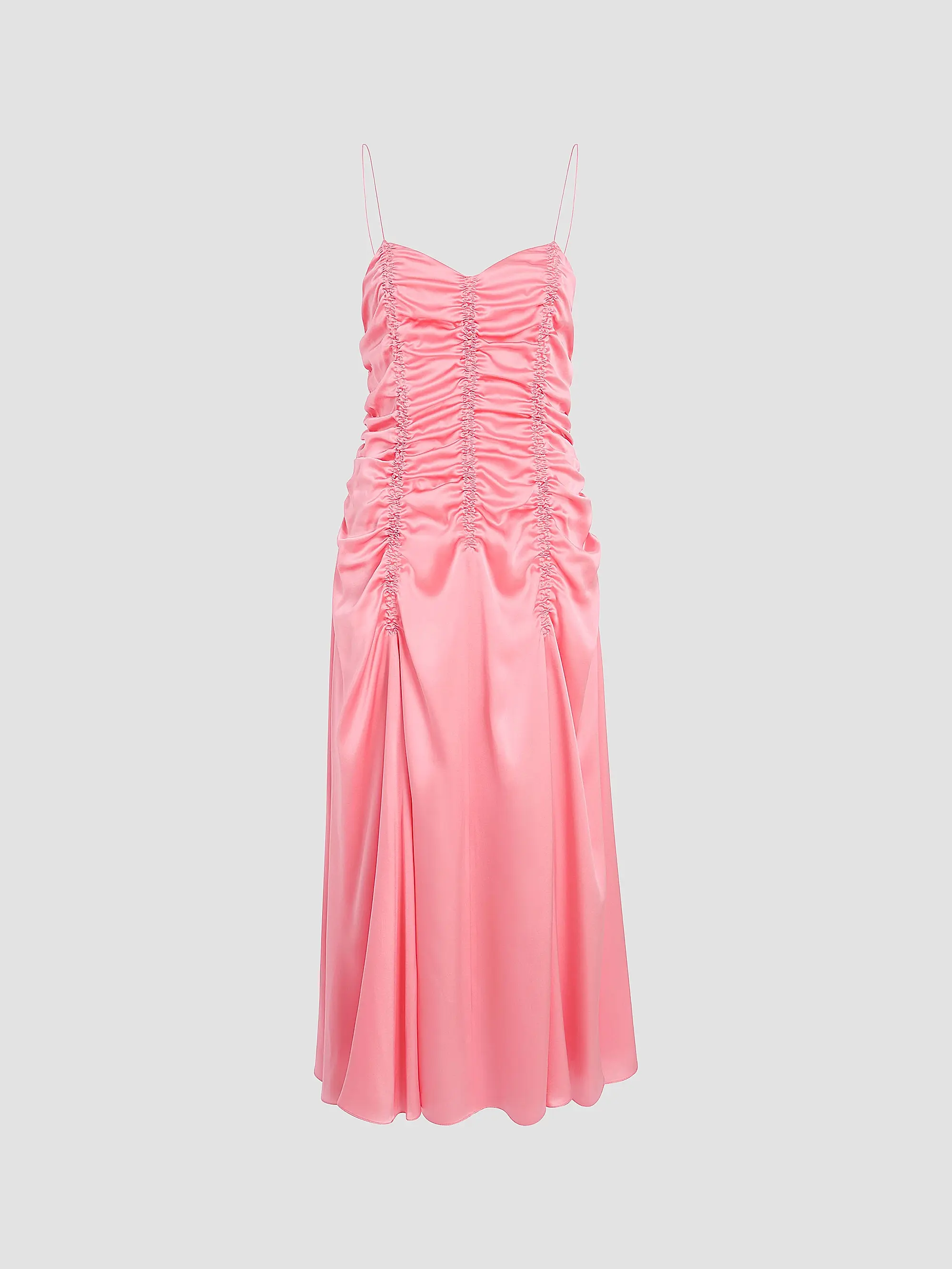 Raina Ruched Silk Midi-Dress
