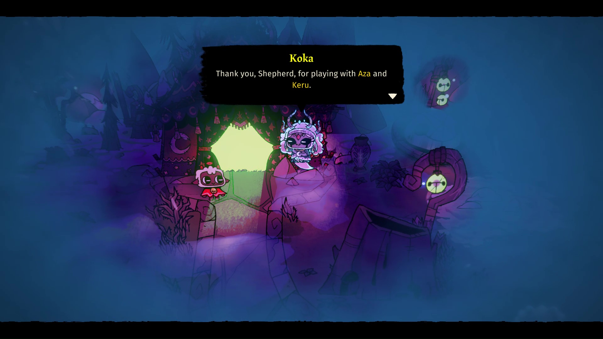 Aza and Keru's locations in Cult of the Lamb