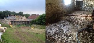 Before: With planning granted to the hayloft, Clare and Gordon for to work converting it into a home. 
