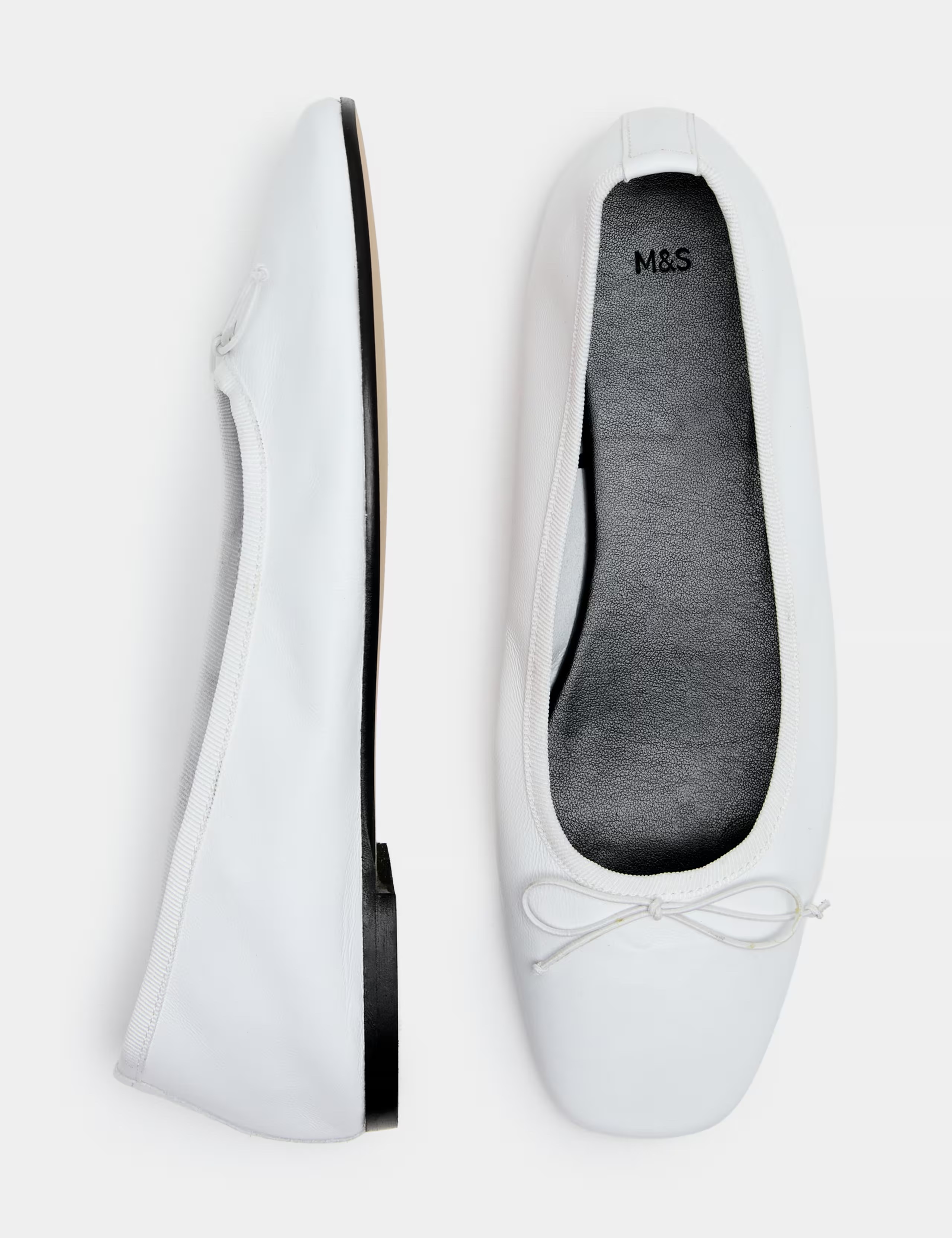 Leather Bow Flat Round Toe Ballet Pumps