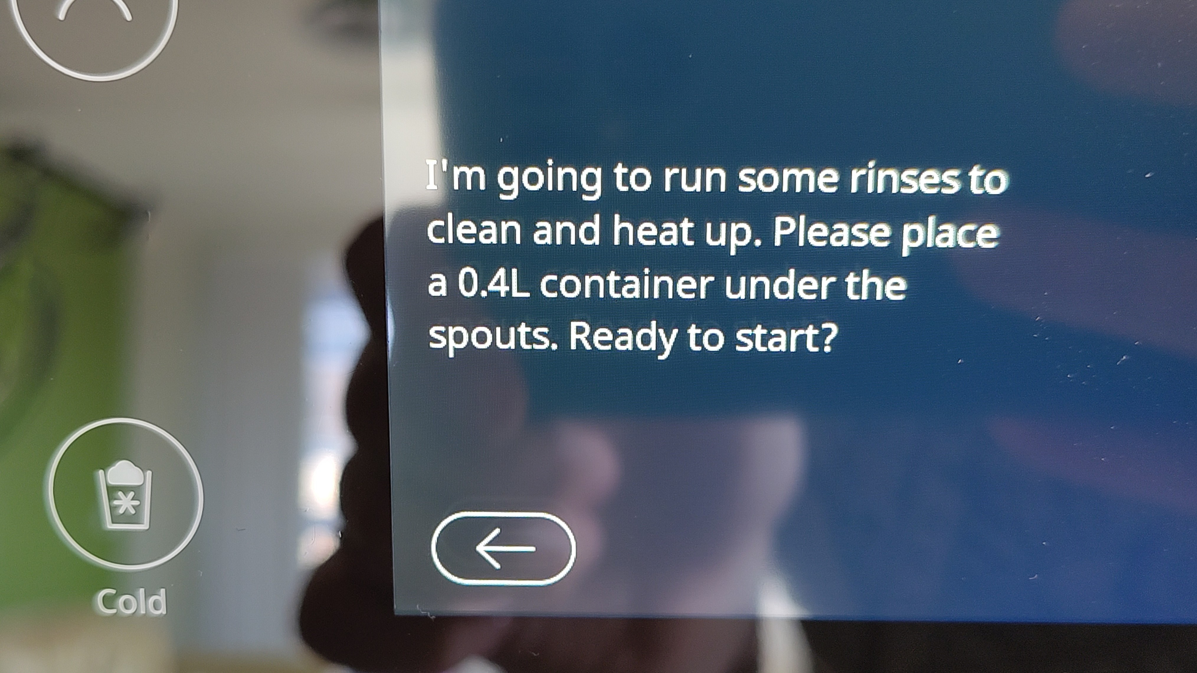Heating notification on Primadonna Aromatic coffee maker