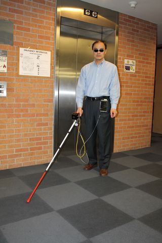 The current prototype of the robot cane. 