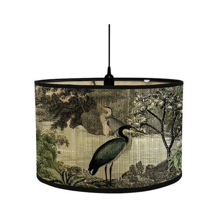Drum Print Lamp Shade Replaceable Light Accessories Chandelier Lamp Cover Retro Handmade E27 Printe Lampshade for Floor Ceiling Style a