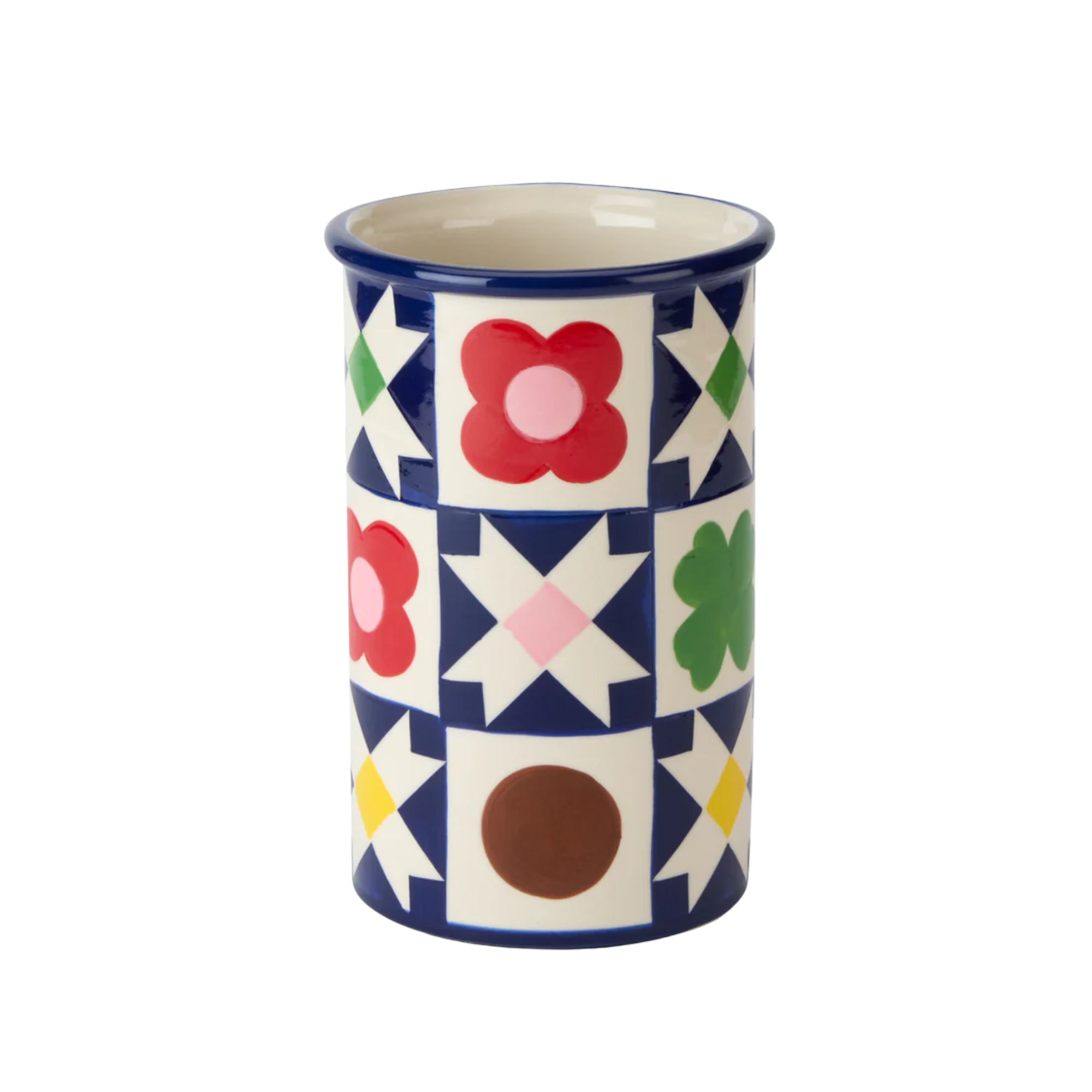 a patchwork style vase