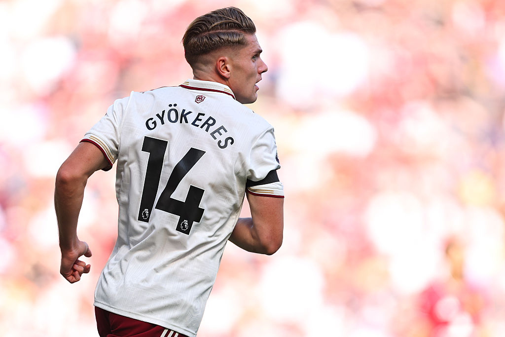 Viktor Gyokeres of Arsenal during the Premier League match between Manchester United and Arsenal at Old Trafford on August 17, 2025 in Manchester, England.