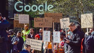 Google staff protest outside London Kings Cross office