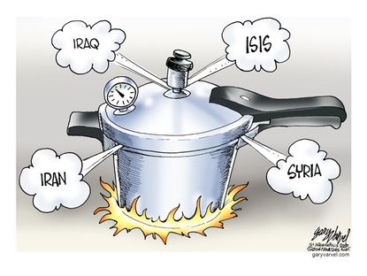 Editorial cartoon Middle east boiling