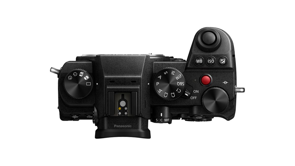Panasonic Lumix S5D mirrorless camera stock product image on a white background
