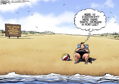 Political cartoon U.S. Chris Christie beach
